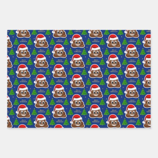 Kerst poep emoji met kerstmuts inpakpapier vel (Voorkant 2)