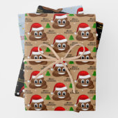 Kerst poep emoji met kerstmuts inpakpapier vel (In situ)