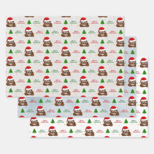 kerst poep emoji met santa hat wrapping paper