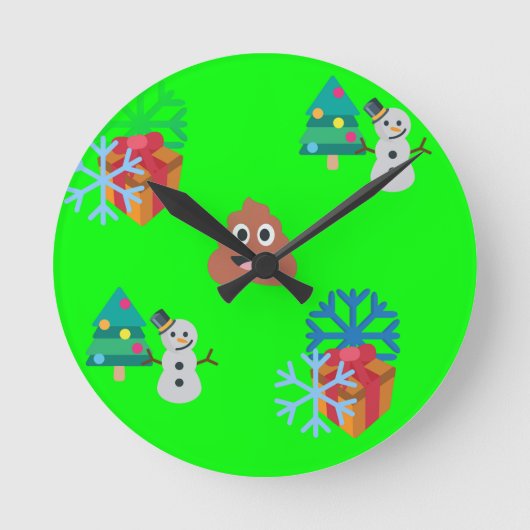 kerst poep emoji ronde klok (Voorkant)