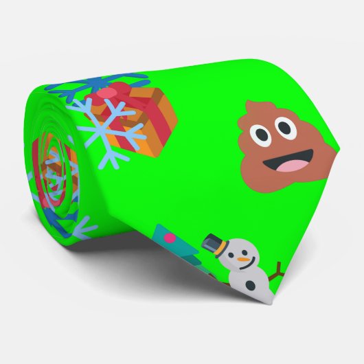 kerst poep emoji stropdas (Opgerold)