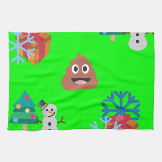 kerst poep emoji theedoek (Horizontaal)