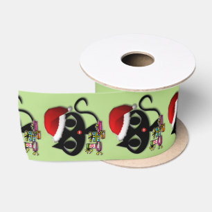 Kerst poesje satijnen lint