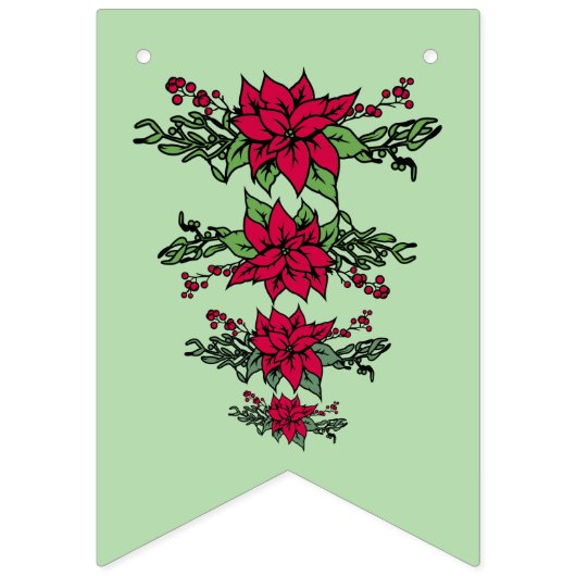 Kerst poinsetta bunting banner (Eerste vlag)