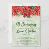 Kerst Poinsettia 5e bruiloft Jubileum Kaart (Voorkant)