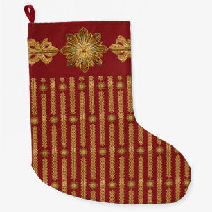 Kerst Poinsettia Aangepaste Rode Gouden Streep Grote Kerstsok