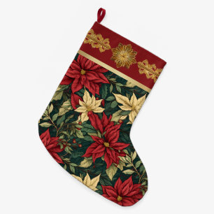 Kerst Poinsettia Aangepaste Rode Gouden Streep Grote Kerstsok