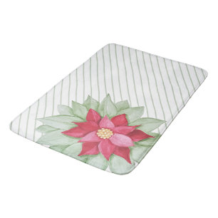 Kerst Poinsettia Aquarel Handgeschilderd Badmat