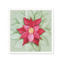 Kerst Poinsettia Aquarel Handgeschilderd