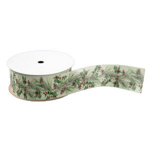 Kerst Poinsettia bessen en takken Grosgrain Lint