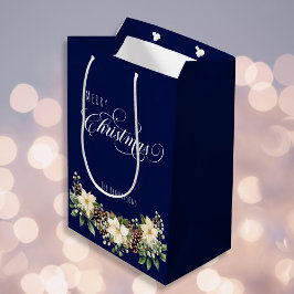 Kerst Poinsettia blauw Medium Cadeauzakje