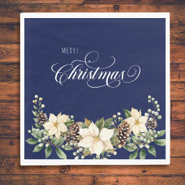 Kerst Poinsettia blauw Servet