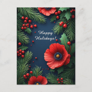 ❄️ Kerst Poinsettia Bloei Magie 🎄 Festief Briefkaart