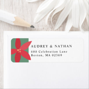 Kerst Poinsettia Bloem Retouradres Etiket