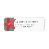 Kerst Poinsettia Bloem Retouradres Etiket (Voorkant)