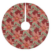 Kerst Poinsettia Bloem Rood Groen Botanisch Kerstboom Rok (Voorkant)