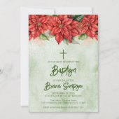 Kerst Poinsettia Bloemen Bloem Baptism Kaart (Voorkant)