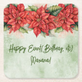 Kerst Poinsettia Bloemen Bloemenfeest Kartonnen Onderzetters (Voorkant)