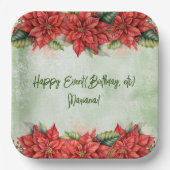 Kerst Poinsettia Bloemen Bloemenfeest Papieren Bordje (Voorkant)