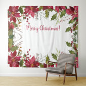 Kerst Poinsettia Bloemen Fotobooth Achtergrond Wandkleed (In Situ (horizontaal))