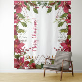 Kerst Poinsettia Bloemen Fotobooth Achtergrond Wandkleed (In situ)