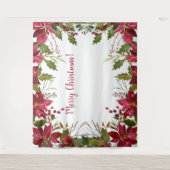Kerst Poinsettia Bloemen Fotobooth Achtergrond Wandkleed (Voorkant)