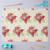 Kerst Poinsettia Bloemen Gouden Glitter Stripe Tissuepapier (Craft)