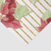 Kerst Poinsettia Bloemen Gouden Glitter Stripe Tissuepapier (Detail)