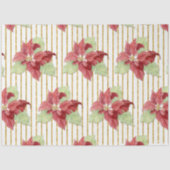 Kerst Poinsettia Bloemen Gouden Glitter Stripe Tissuepapier (Voorkant)