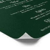 Kerst Poinsettia Bloemen Groene Bruiloft Bar Menu Poster (Hoek)