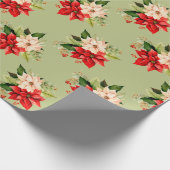 Kerst Poinsettia Bloemen met Elegante Botanische Cadeaupapier (Hoek)