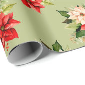 Kerst Poinsettia Bloemen met Elegante Botanische Cadeaupapier (Rol Hoek)