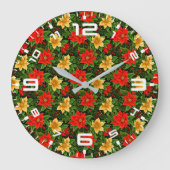 Kerst Poinsettia Bloemen Patroon-86755 Grote Klok (Voorkant)