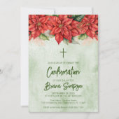 Kerst Poinsettia Bloemenbevestiging Kaart (Voorkant)