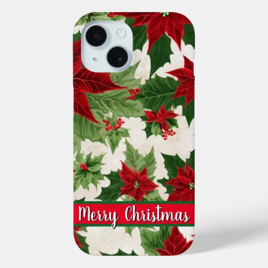 Kerst Poinsettia Bloemenpatroon Case-Mate iPhone Case (Achterkant)