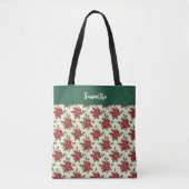 Kerst Poinsettia Bloemstuk Tote Bag (Voorkant)
