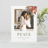 Kerst Poinsettia Bos Foto Aquarel Feestdagenkaart (Staand voorkant)