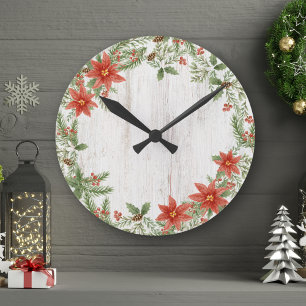 Kerst Poinsettia Botanisch gebladerte Ronde Klok