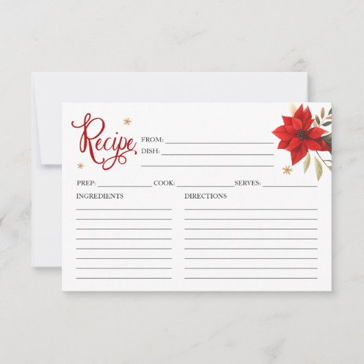 Kerst Poinsettia Bruidsreceptkaart (Voorkant)