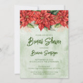 Kerst Poinsettia Bruiloftsfeest Kaart (Voorkant)