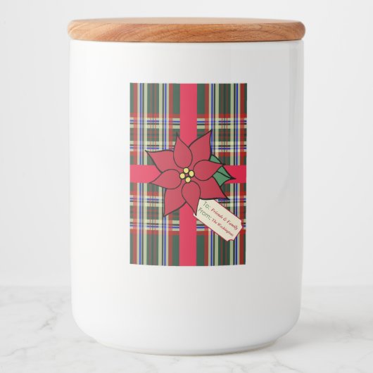 Kerst Poinsettia Cadeaubord Labels Voedselcontainer Etiket (Voorkant)