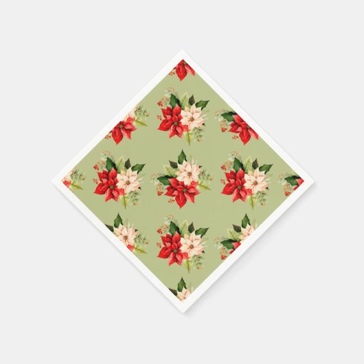 Kerst Poinsettia Classic Botanical Servet (Hoek)