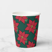 Kerst Poinsettia Coffee Party Drink Papieren Bekers (Achterkant)