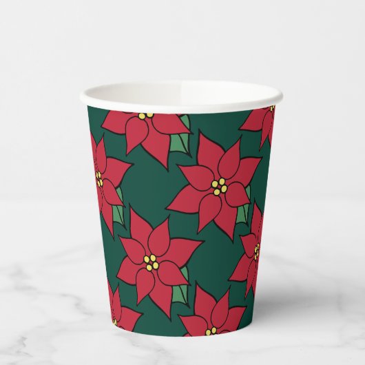 Kerst Poinsettia Coffee Party Drink Papieren Bekers (Links)