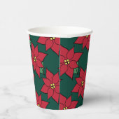 Kerst Poinsettia Coffee Party Drink Papieren Bekers (Rechts)