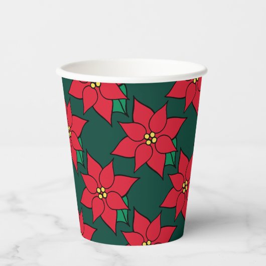 Kerst Poinsettia Coffee Party Drink Papieren Bekers (Voorkant)