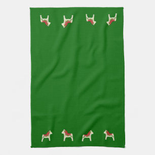 Kerst-Poinsettia Dala Horse MoJo Kitchen handdoek