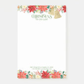 Kerst-Poinsettia en goudbellen aan de grens Post-it® Notes (Voorkant)