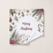 Kerst Poinsettia en Gouden Sneeuwvlok Bad Handdoek (Wasdoekje)