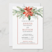 Kerst Poinsettia Evergreens Garland bruiloft | Kaart (Voorkant)